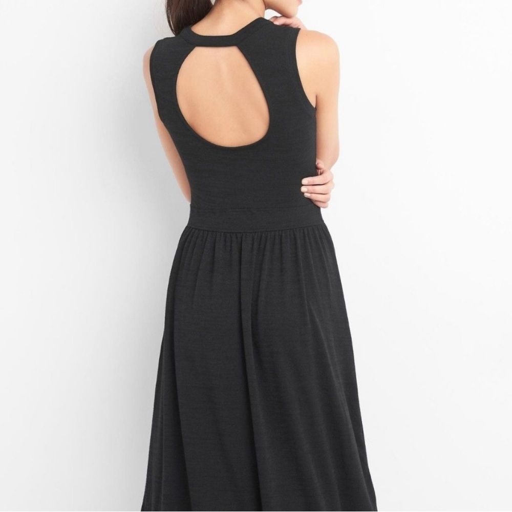 Gently worn gap softspun black midi dress with keyhole back